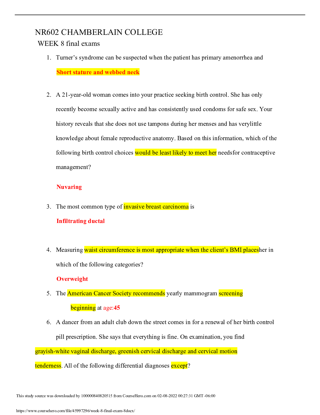 Preview image of NR602 WEEK 8 FINAL EXAM document